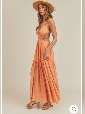 Mable Summer Love Maxi Dress In Orange Size Large Layered Dress Open Back